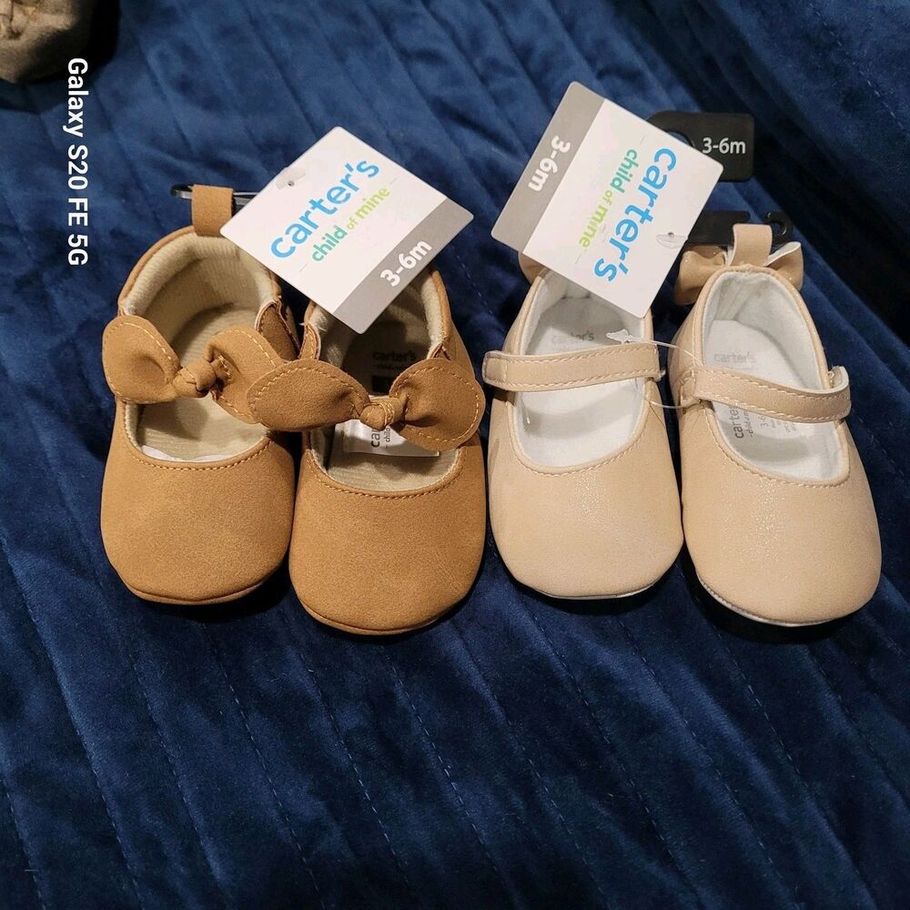 Carter's Child Of Mine Soft Shoes Baby Girl Bow Shoes Boho Size 3-6 months SB6